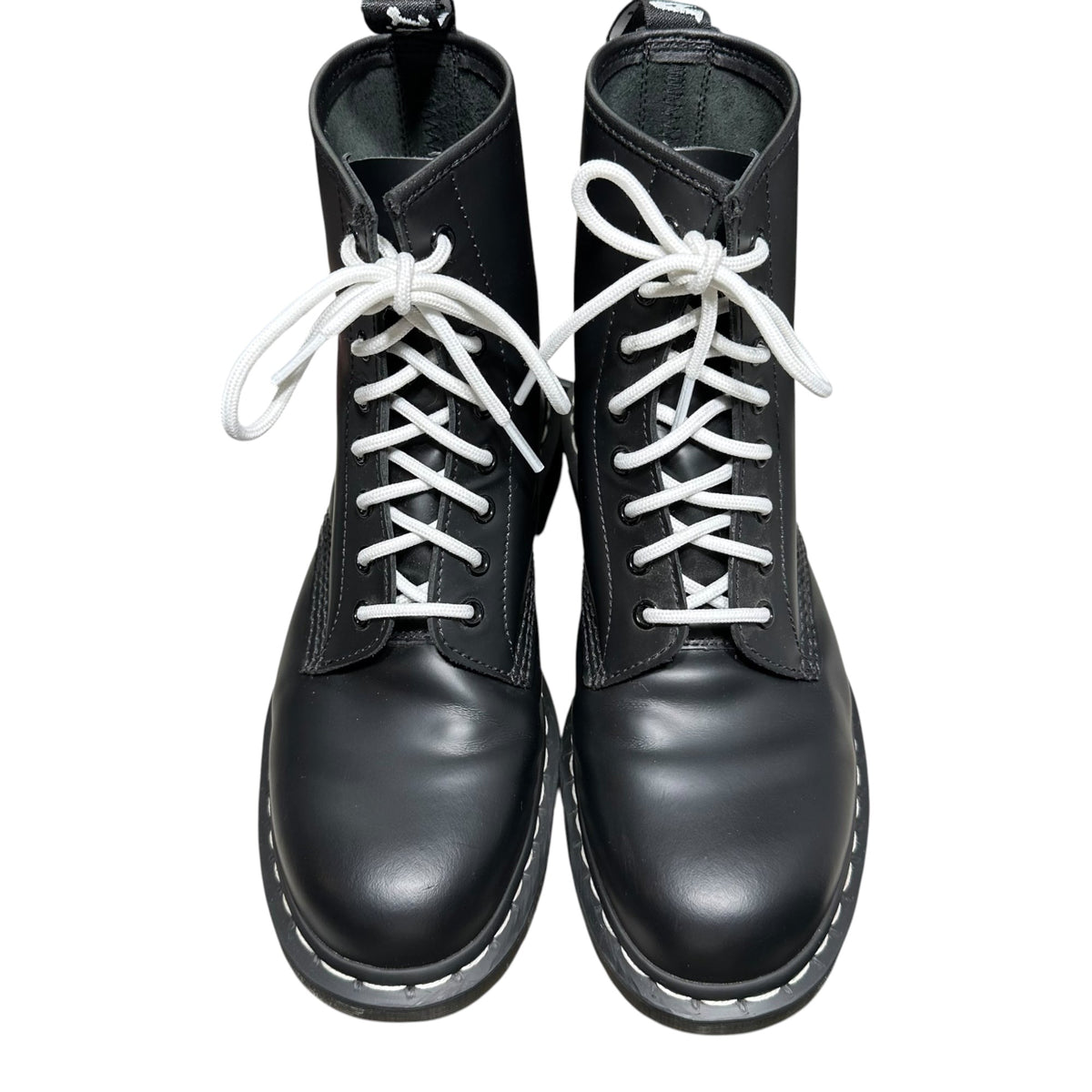 DR.MARTENS 1460 White Stitch 8 Eye Boots Black Size 27cm