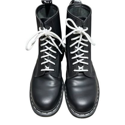 DR.MARTENS 1460 White Stitch 8 Eye Boots Black Size 27cm