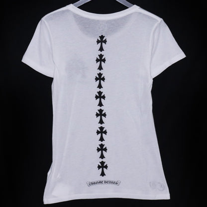 CHROME HEARTS Old Cemetery Cross Print T-Shirt White Size S