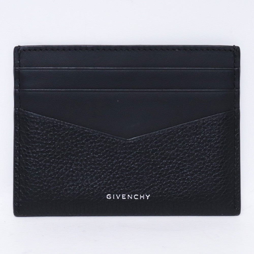 GIVENCHY 4G Plaque Grained Leather Card Holder Black Card Case Size F