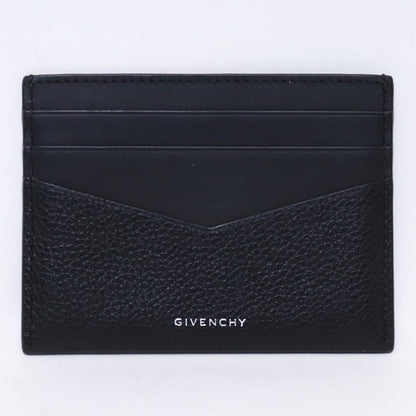 GIVENCHY 4G Plaque Grained Leather Card Holder Black Card Case Size F