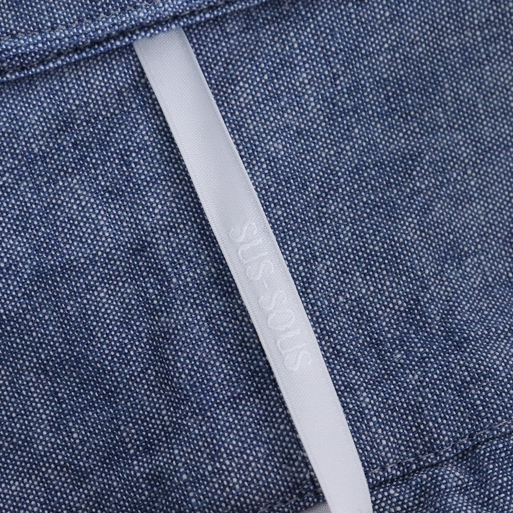 SUS-SOUS Chambray Band Collar Button Up Shirt Blue Size 5