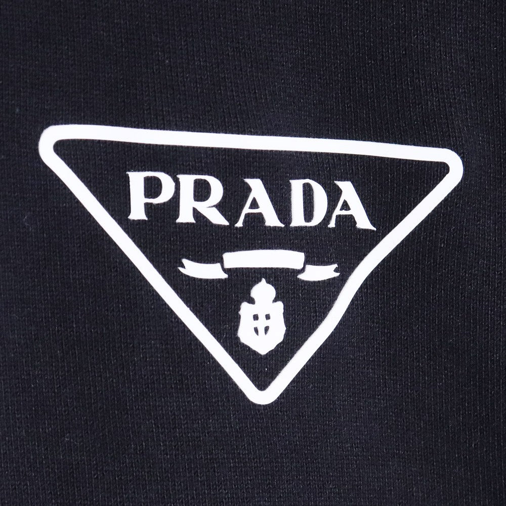 Prada Cotton Triangle Logo Hoodie Black Size M