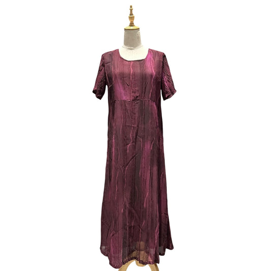 24 ISSEY MIYAKE 11AW Pleated Crinkle Dress Bordeaux Size 2