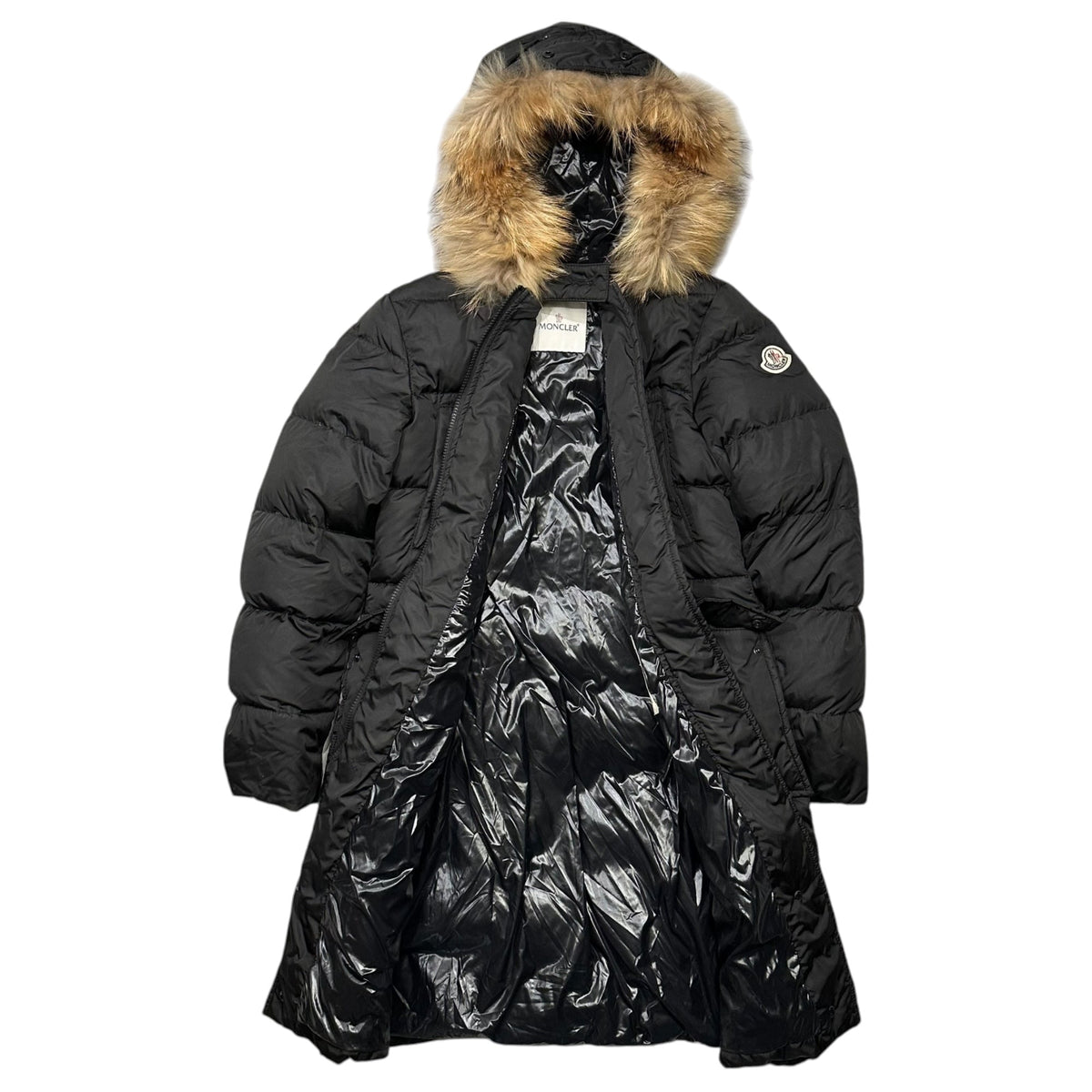 MONCLER MELINA Fur Hooded Long Down Coat Size 0