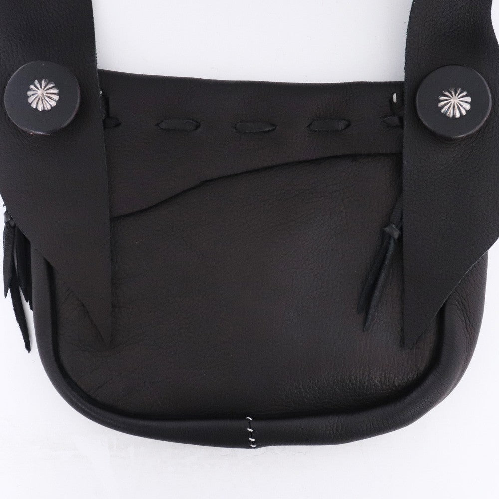 LARRY SMITH Deerskin Leather Fringe Bag Black Size ONE SIZE