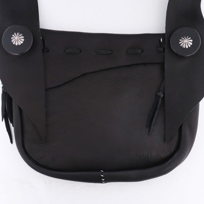 LARRY SMITH Deerskin Leather Fringe Bag Black Size ONE SIZE