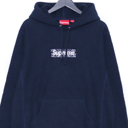Supreme 19AW Bandana Box Logo Hooded Sweatshirt Navy Size M