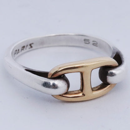 HERMES Vintage 70s Chaine d'Ancre Gold Silver Ring Size ONE SIZE