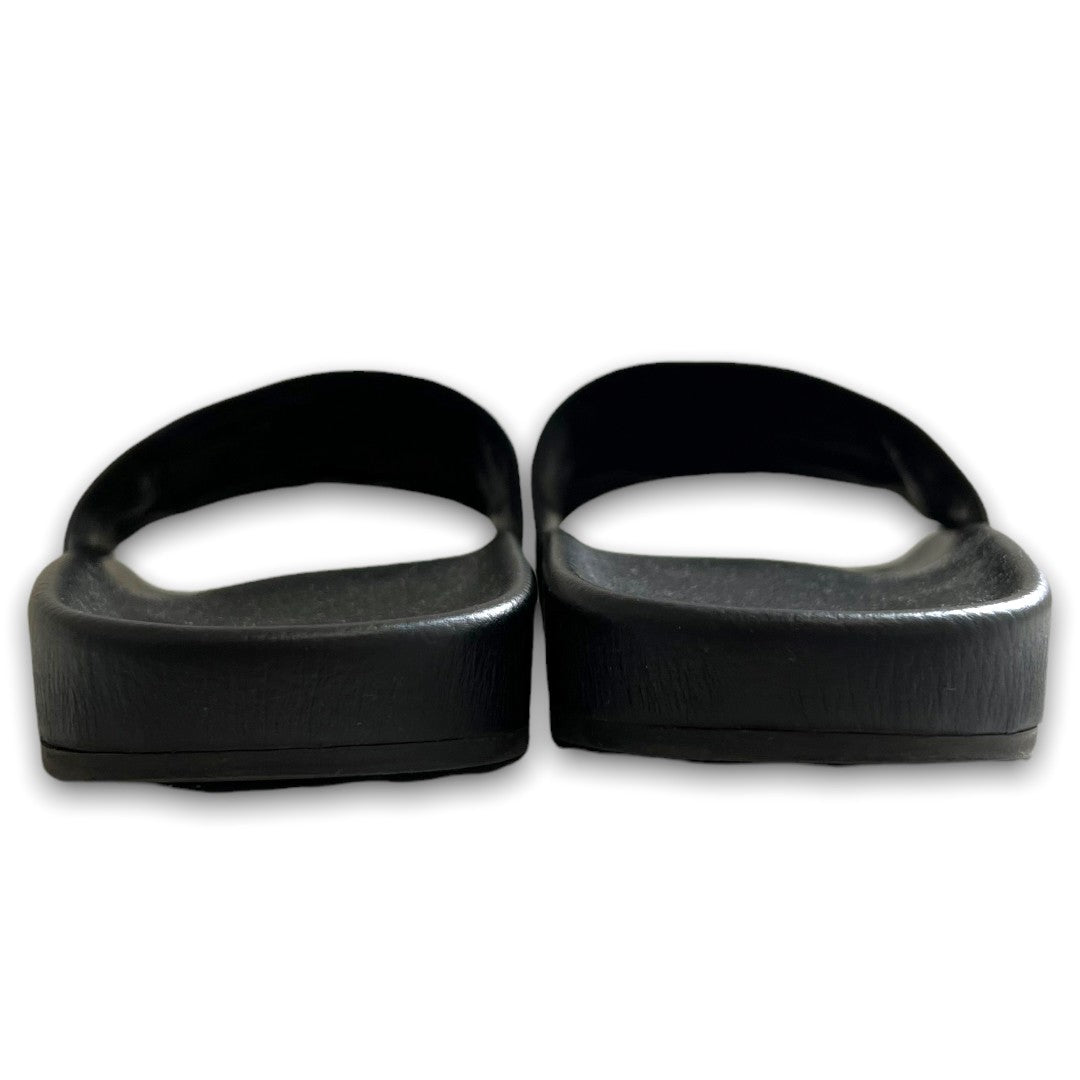 BALENCIAGA 18SS Logo Flat Leather Sandals Black Size EU 38