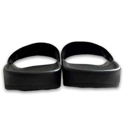 BALENCIAGA 18SS Logo Flat Leather Sandals Black Size EU 38