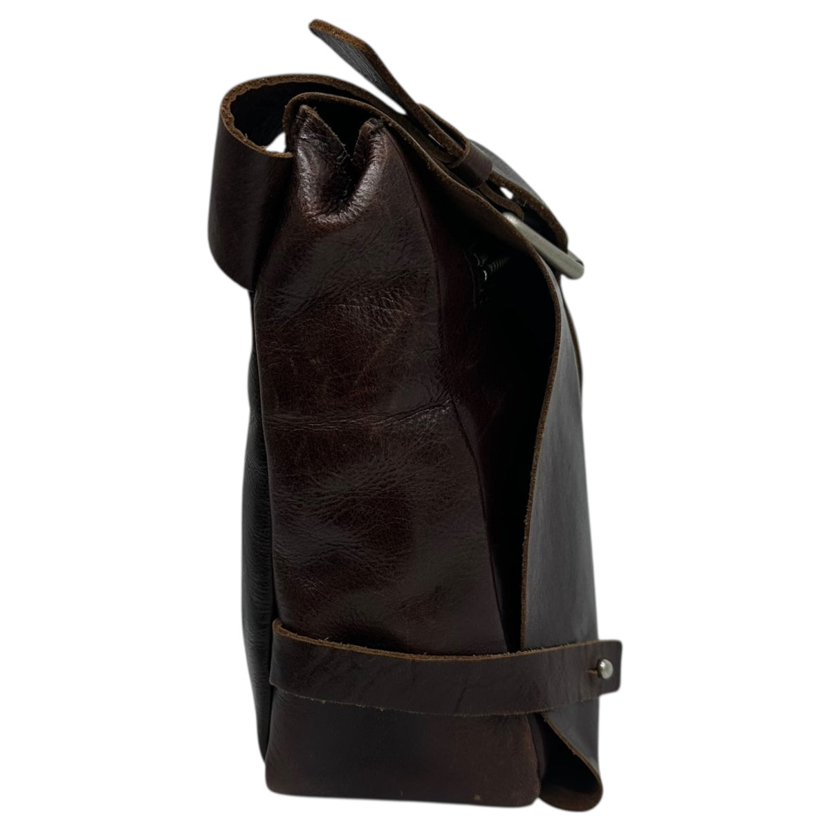 Y's Leather Flap Waist Pouch Brown