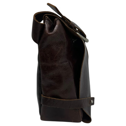 Y's Leather Flap Waist Pouch Brown