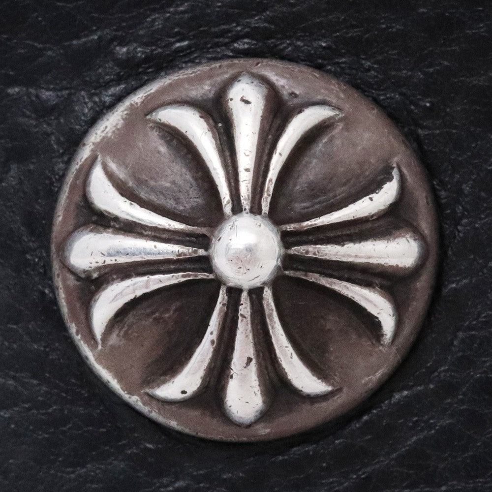 CHROME HEARTS Wave Cross Button Wallet Black Size F