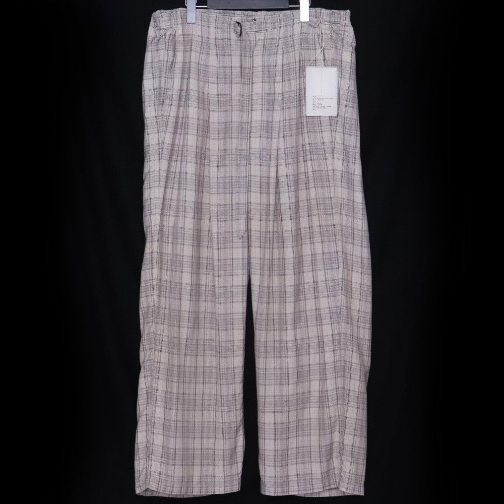 ANCELLM 26SS Aging Check Belt-Less Slacks Beige Size 2