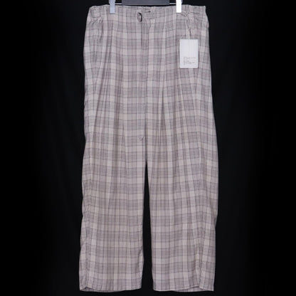 ANCELLM 26SS Aging Check Belt-Less Slacks Beige Size 2