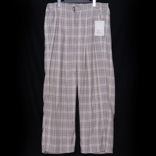 ANCELLM 26SS Aging Check Belt-Less Slacks Beige Size 2