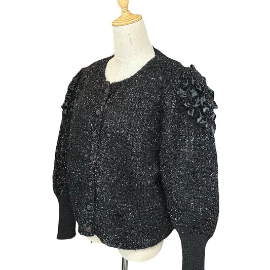 YVES SAINT LAURENT Vintage Lame Ribbon Knit Cardigan Size M