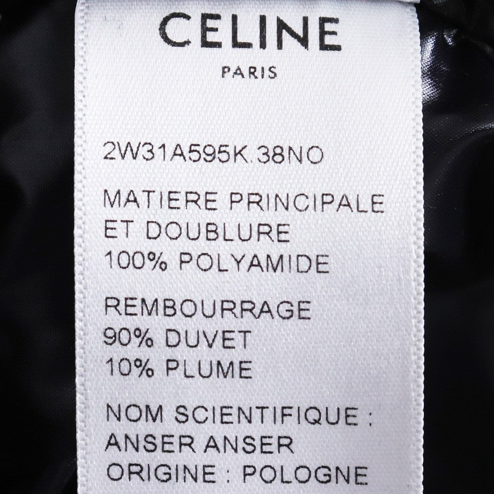 CELINE Logo Nylon Stand Neck Down Jacket Black Size 46