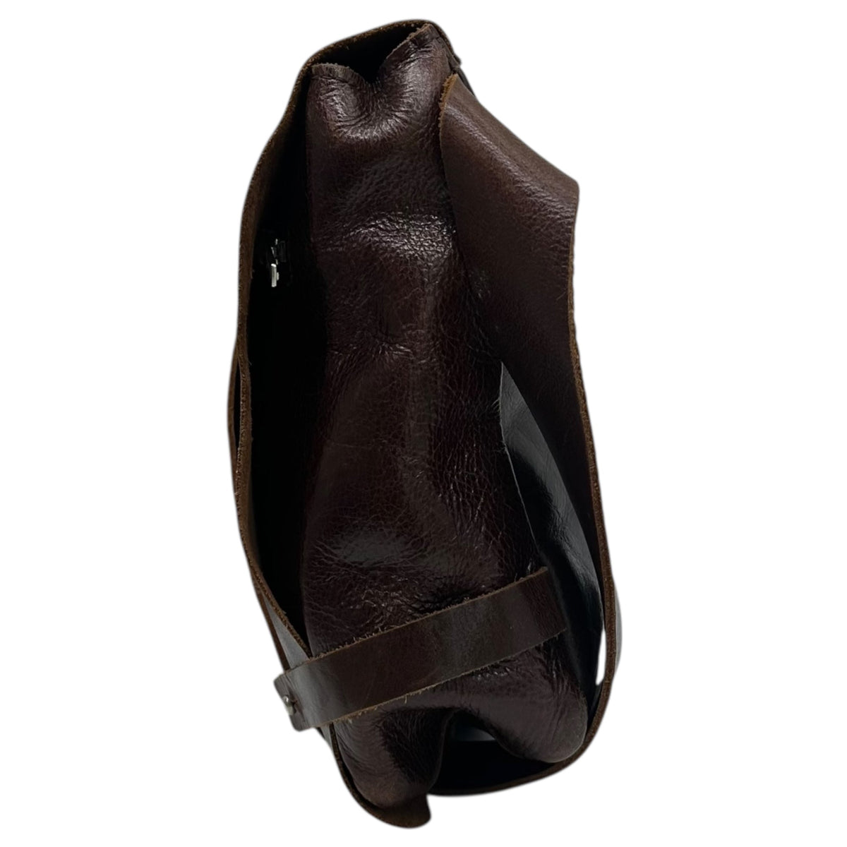 Y's Leather Flap Waist Pouch Brown