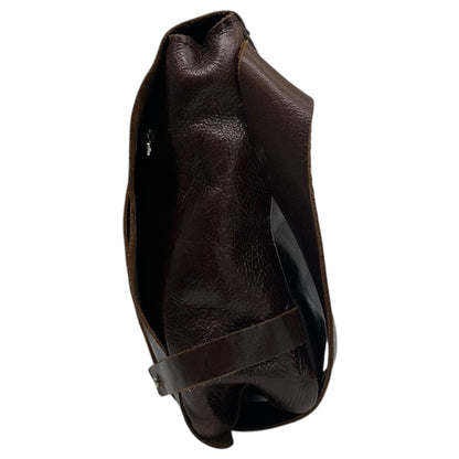 Y's Leather Flap Waist Pouch Brown