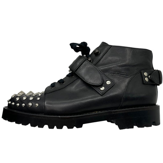 UNSQUEAKY Spiked Studded Belted Leather Boots Black Size 2