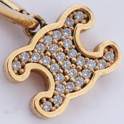CELINE Triomphe Rhinestone Earrings Gold Size F