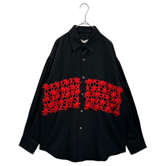 COMME des GARCONS 80s Knit Lace Patch Wool Sweater