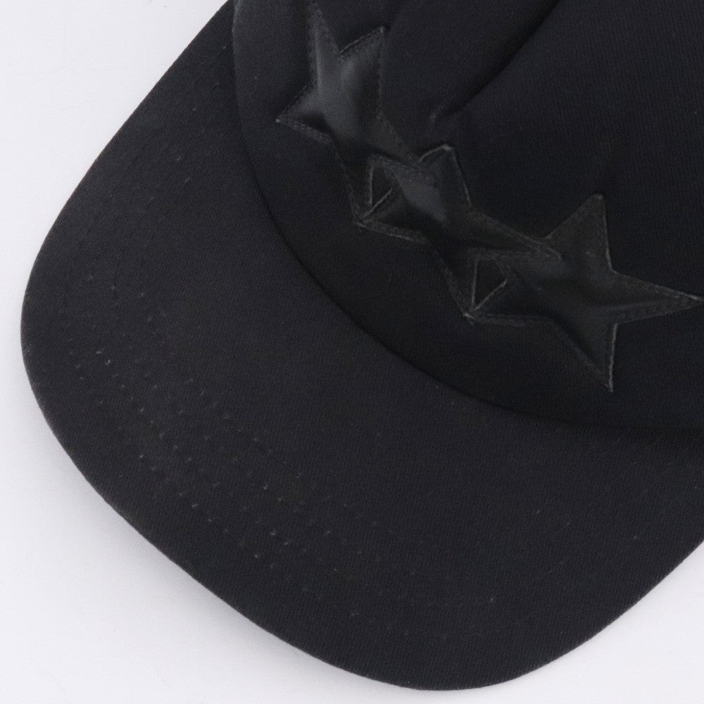 CHROME HEARTS Three Star Leather Patch Cap Black Size F