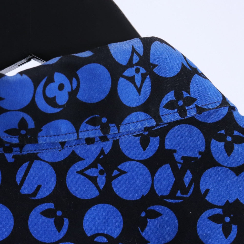 Louis Vuitton 19AW Perforated Monogram Blue Shirt Size XL