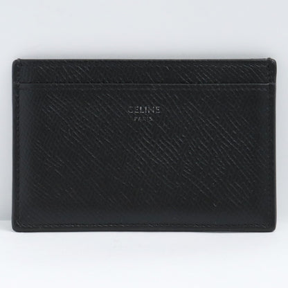 CELINE Grained Calfskin Card Holder Black Wallet Size F