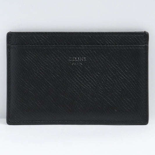 CELINE Grained Calfskin Card Holder Black Wallet Size F