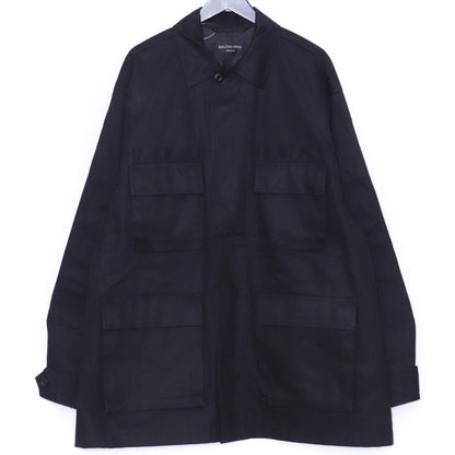 BALENCIAGA 22AW Oversized Work Cargo Jacket Black Size 2