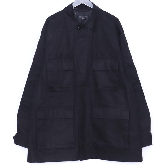 BALENCIAGA 22AW Oversized Work Cargo Jacket Black Size 2