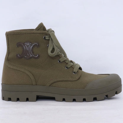 CELINE Patapans Triomphe Lace-up Boots Khaki Size 37