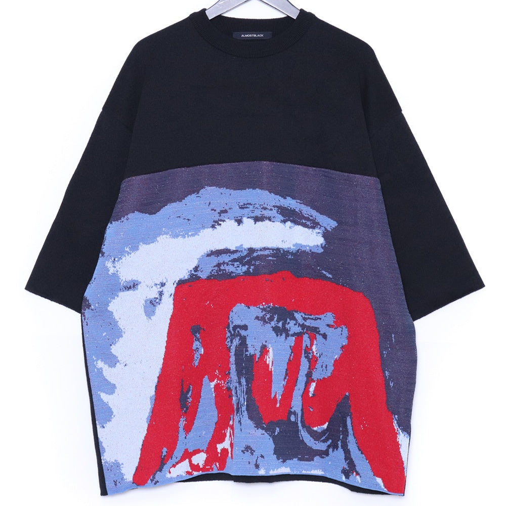ALMOSTBLACK 24SS Fuji Jacquard Knit Black Size 2