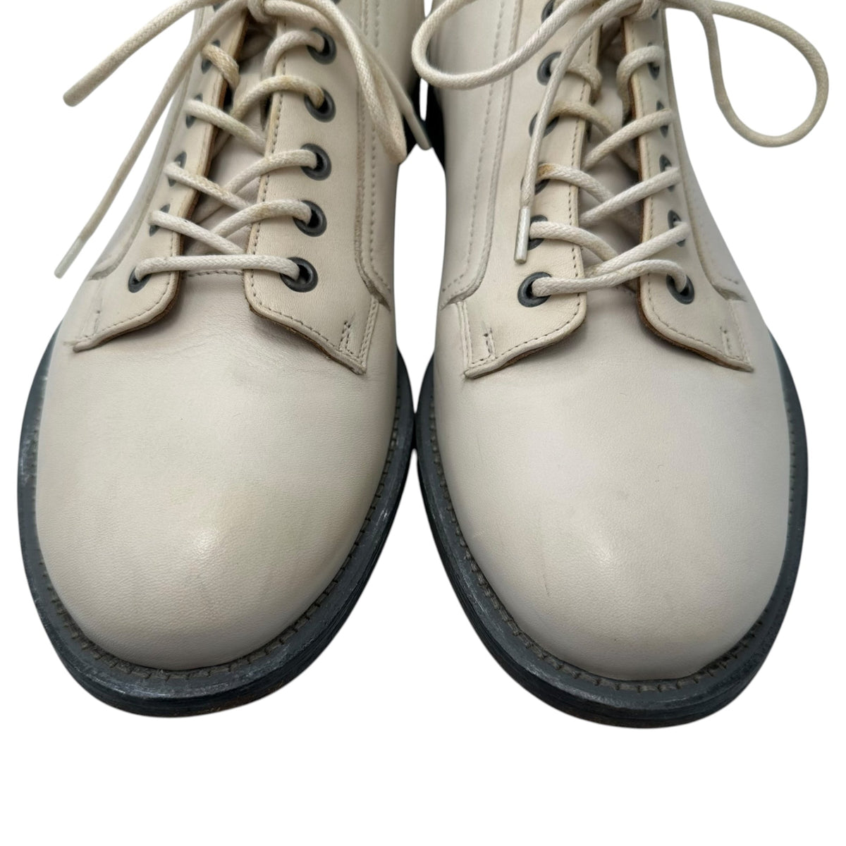 McQ Old 6-Hole Plain-Toe Leather Shoes Ivory Size EU 42