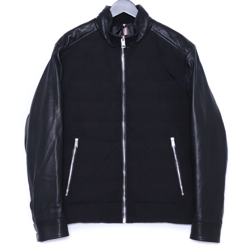 HUGO BOSS Hybrid Quilted Leather Down Jacket Black Size 48