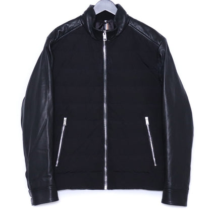 HUGO BOSS Hybrid Quilted Leather Down Jacket Black Size 48