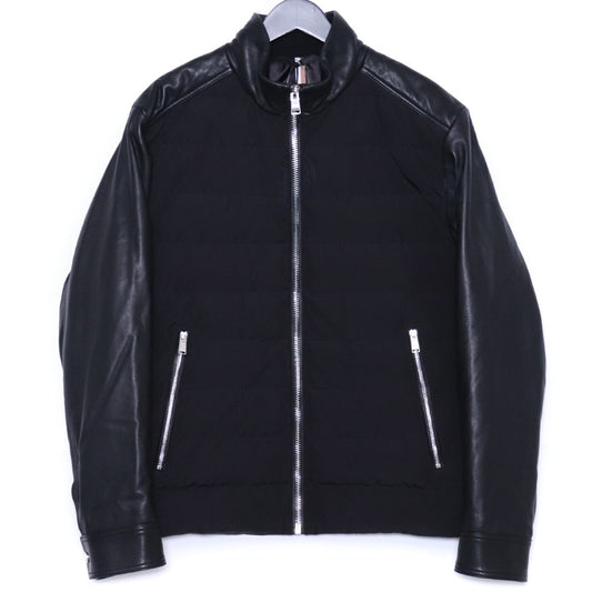 HUGO BOSS Hybrid Quilted Leather Down Jacket Black Size 48