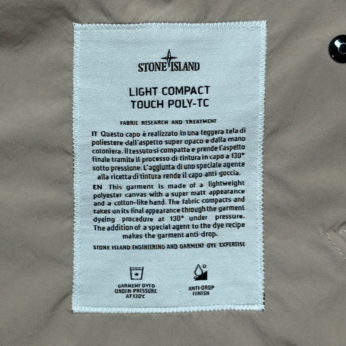 STONE ISLAND 25SS Light Compact Touch Jacket Beige Size M