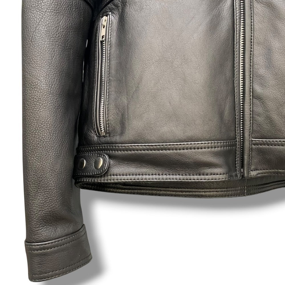 Racer Worldwide Black Leather Embossed Jacket Size S