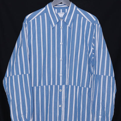 Bottega Veneta 23AW Blue Striped Panelled Shirt Size 46