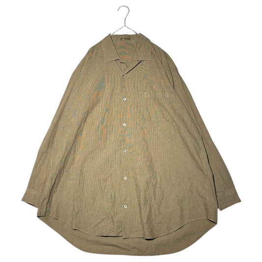 Y's for men Vintage Open-Collar Micro Shirt Brown Size FREE