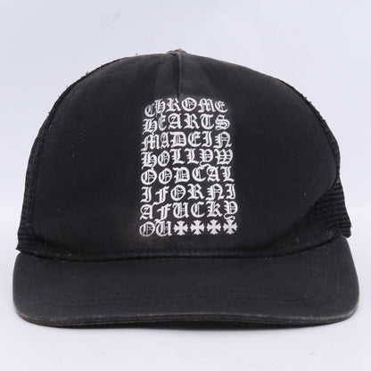 Chrome Hearts Black Eye Chart Vert. Logo Trucker Cap Size F