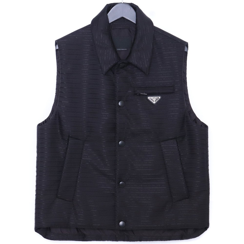 PRADA Re-Nylon Triangle Logo Padded Vest Black Size 48