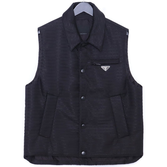 PRADA Re-Nylon Triangle Logo Padded Vest Black Size 48