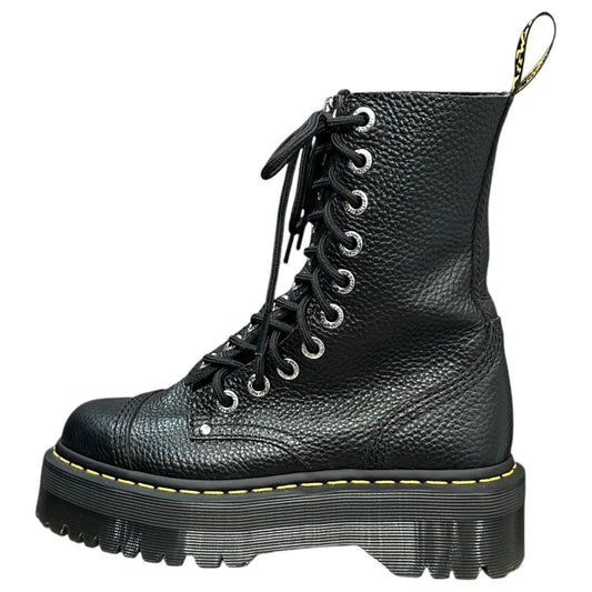 DR.MARTENS Center-Zip 10-Eyelet Lace-Up Boots Black Size UK5