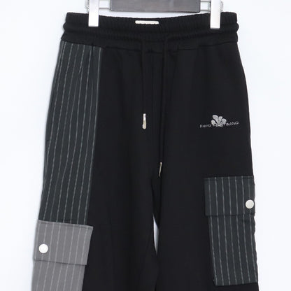 FENG CHEN WANG Striped Pocket Sweat Pants Black Size XS
