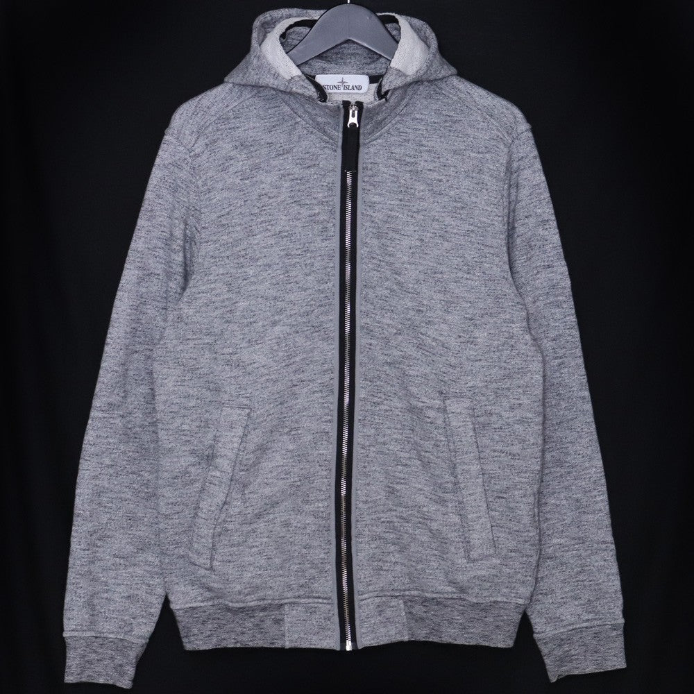 STONE ISLAND Logo Patch Zip Hoodie Gray Size M